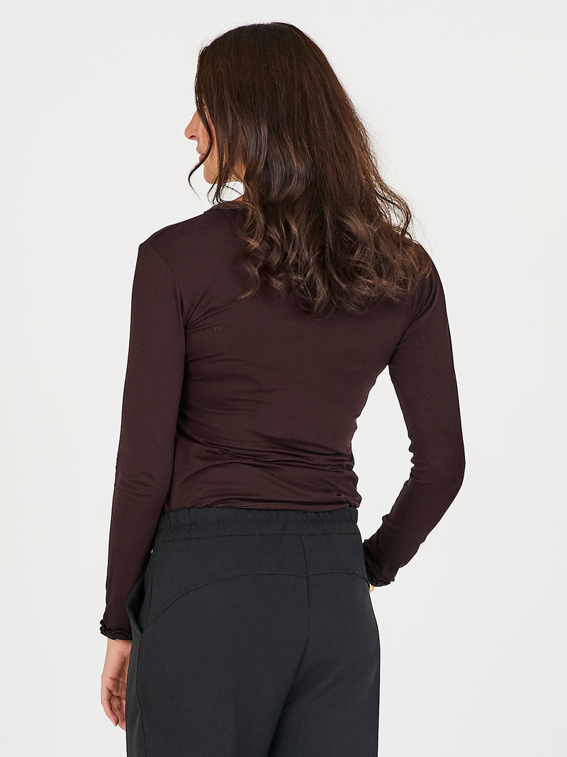 NÜ ADELE omslags-T-skjorte Topper og t-skjorter 224 Dark Brown