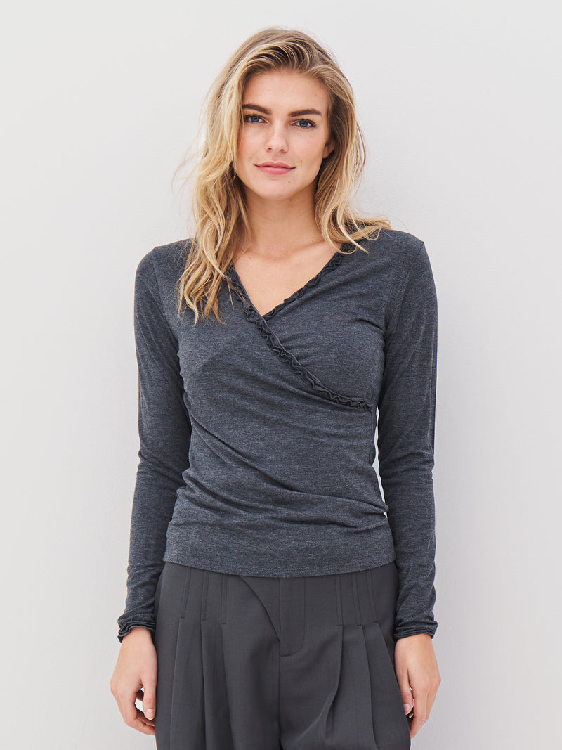 NÜ ADELE omslags-T-skjorte Topper og t-skjorter 901 Grey