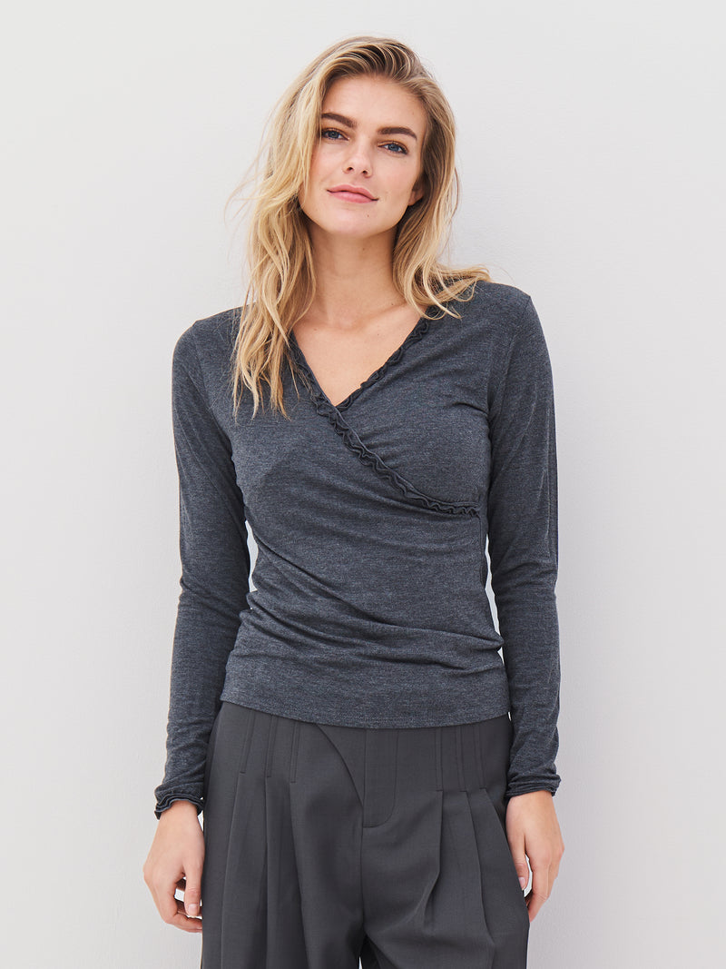 NÜ ADELE omslags-T-skjorte Topper og t-skjorter 901 Grey