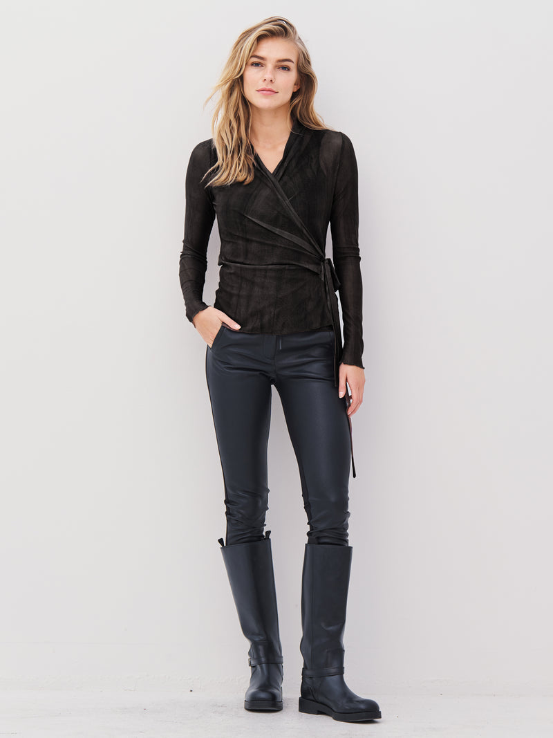 NÜ AGNA omslagsbluse Bluser 000 Solid black