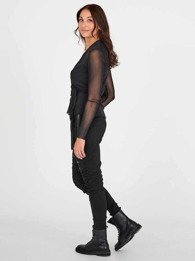 NÜ AGNA omslagsbluse Bluser 000 Solid black