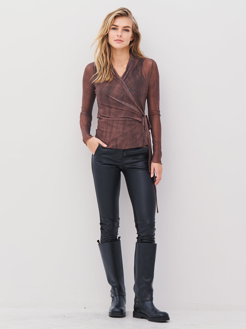 NÜ AGNA omslagsbluse Bluser 289 Brown Mix
