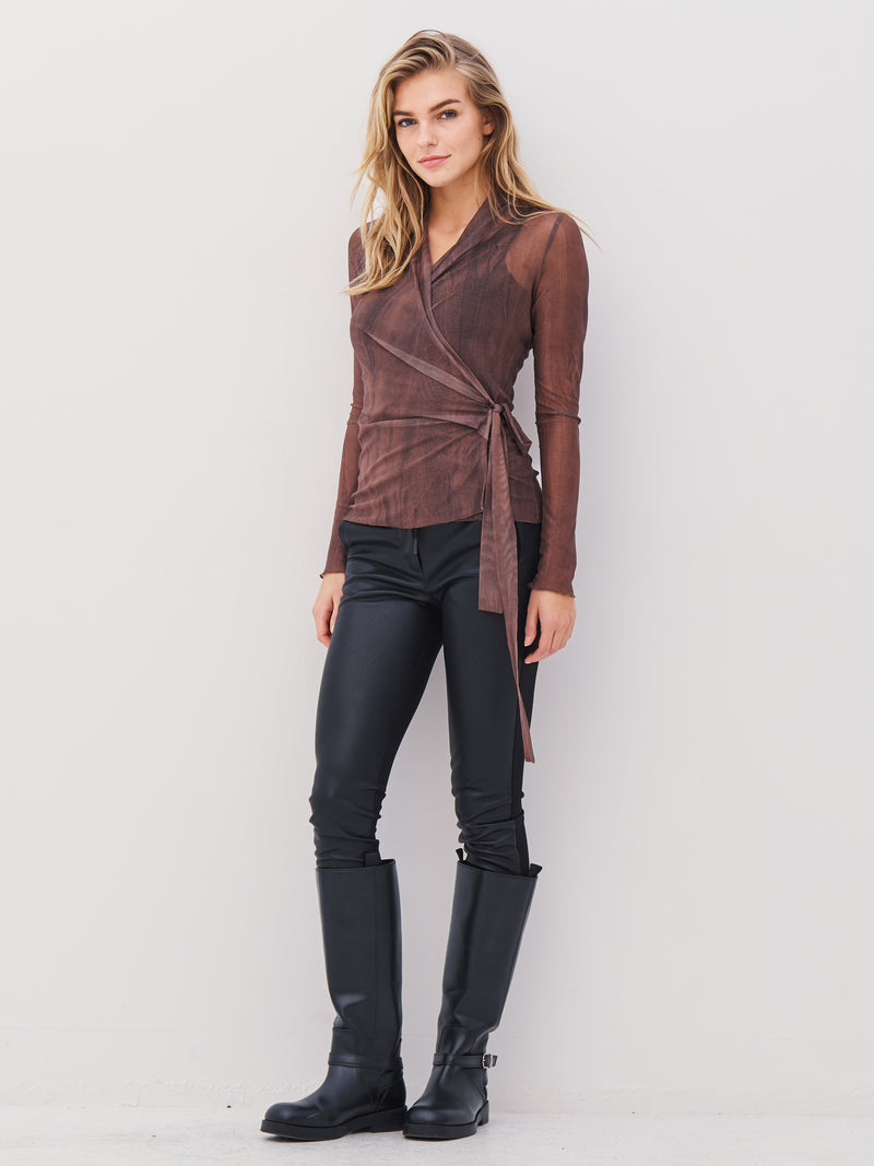 NÜ AGNA omslagsbluse Bluser 289 Brown Mix