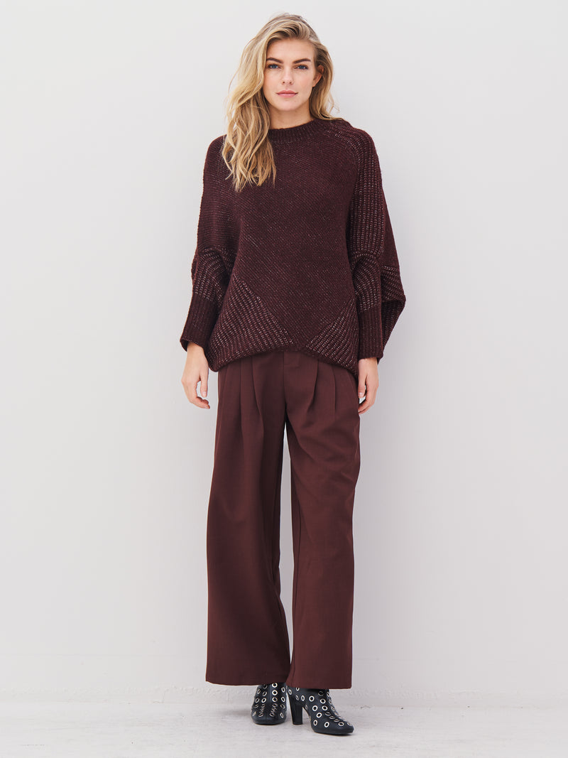 NÜ AMIA strikkeponcho Ponchos 789 Grape Mix