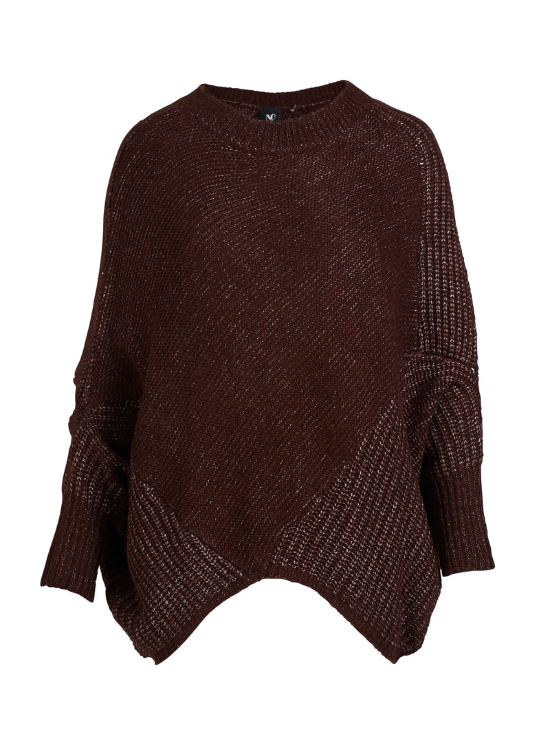 NÜ AMIA strikkeponcho Ponchos 789 Grape Mix