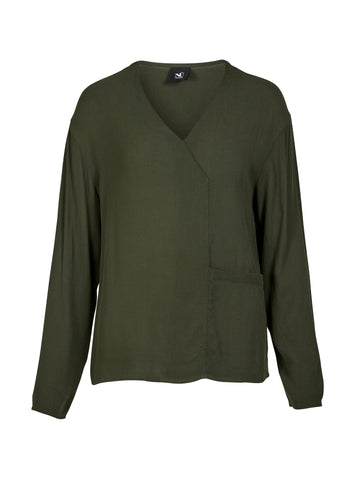 NÜ ANNI V-hals bluse Bluser 385 Dark Green