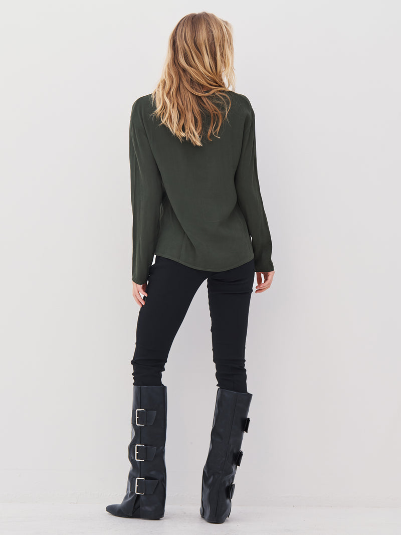 NÜ ANNI drapert bluse Bluser 385 Dark Green