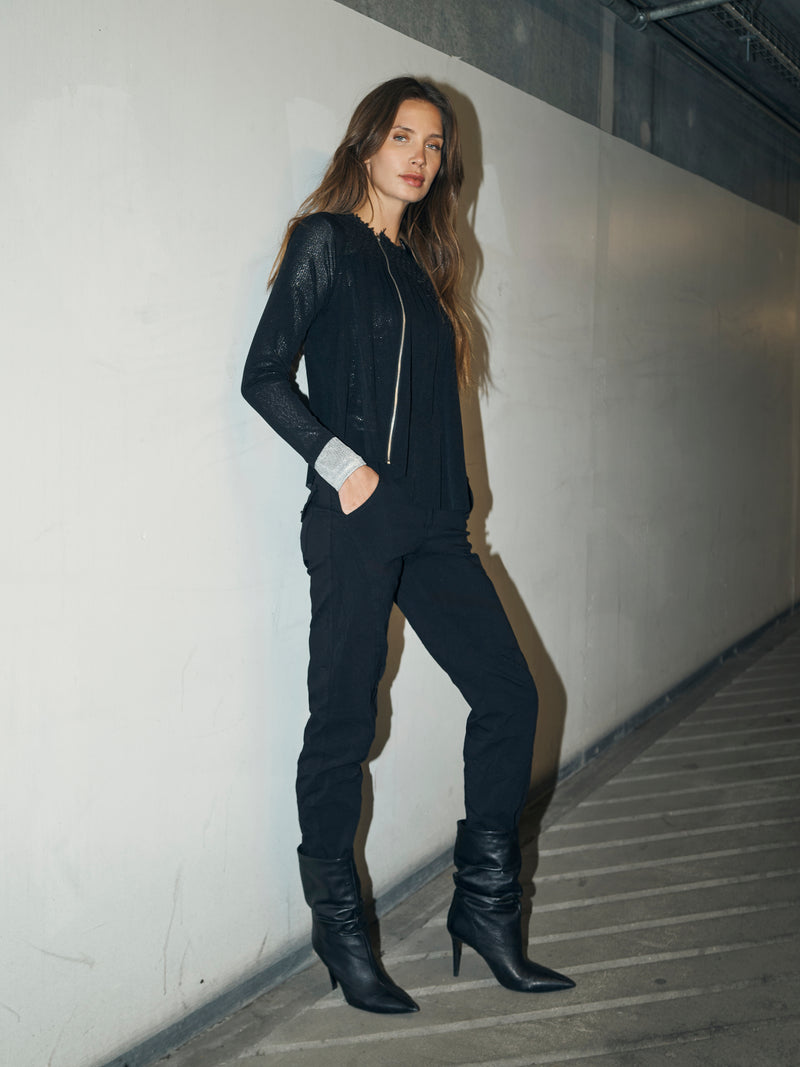 NÜ BETH glidelåsbluse Bluser Svart