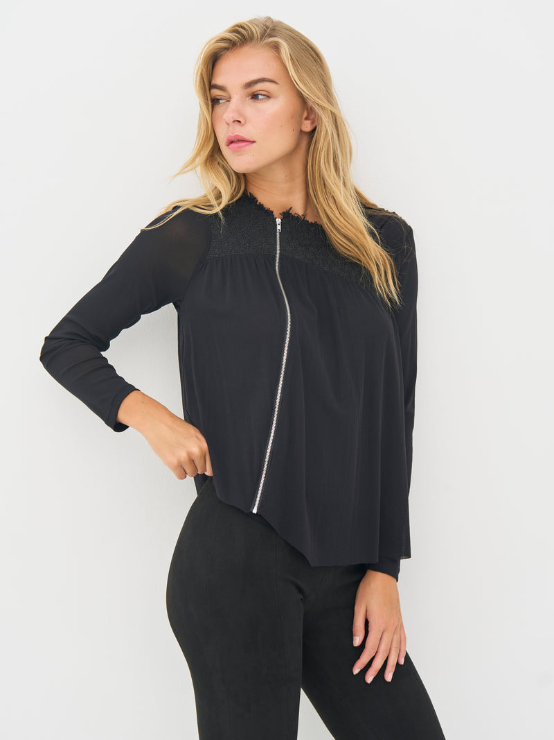 NÜ BETH glidelåsbluse Bluser Svart