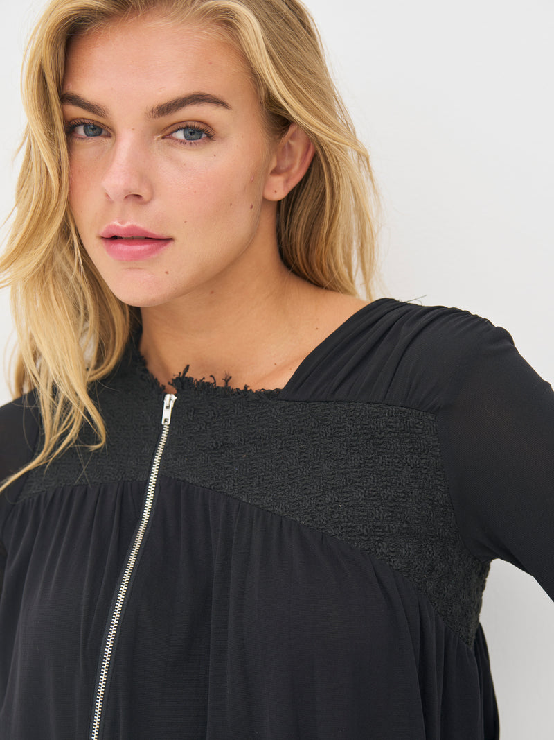 NÜ BETH glidelåsbluse Bluser Svart