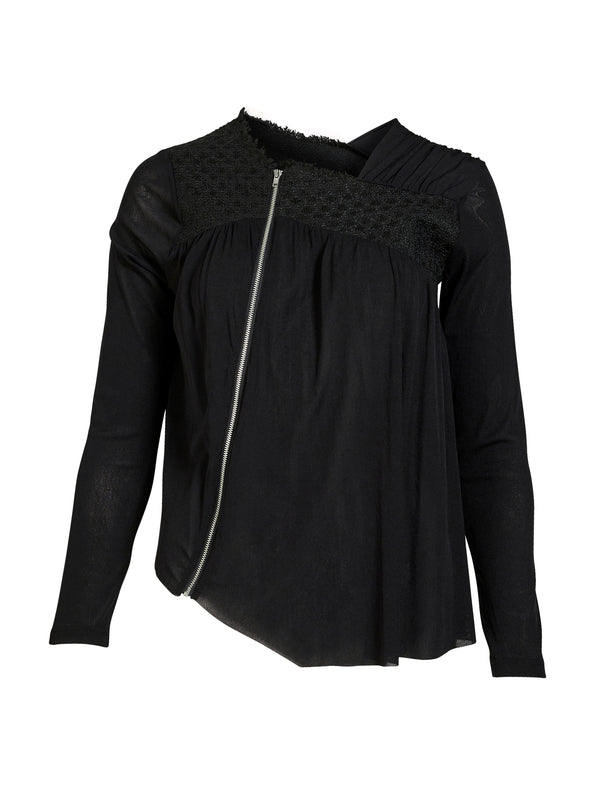 NÜ BETH glidelåsbluse Bluser Svart