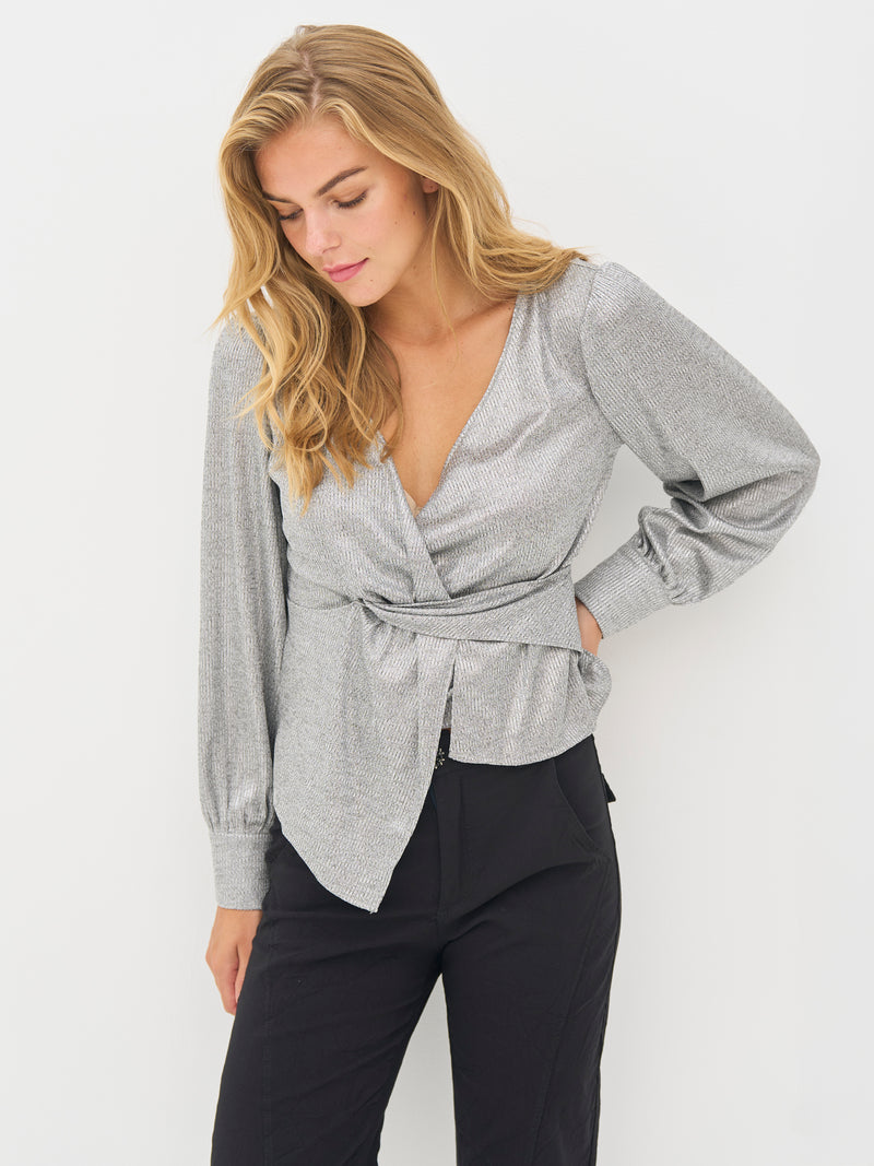 NÜ BIRKE omslagsbluse Bluser 989 iron grey