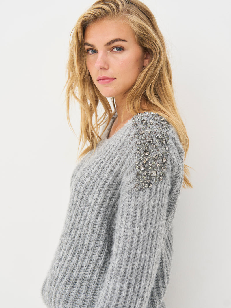 NÜ BODIL strikkebluse Strikket 989 iron grey