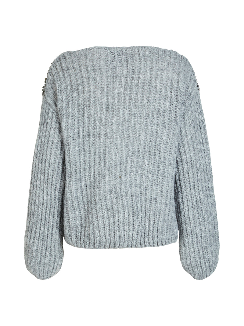 NÜ BODIL strikkebluse Strikket 989 iron grey