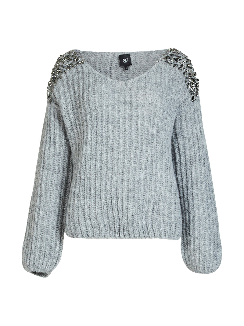 NÜ BODIL strikkebluse Strikket 989 iron grey