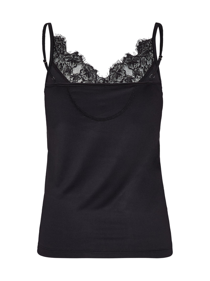 NÜ Bow Top with lace Topper og t-skjorter Svart