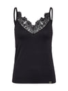 NÜ Bow Top with lace Topper og t-skjorter Svart
