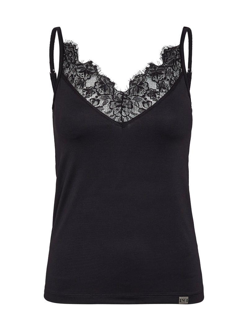 NÜ Bow Top with lace Topper og t-skjorter Svart