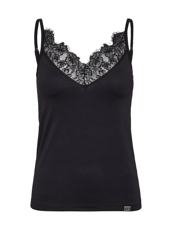 NÜ Bow Top with lace Topper og t-skjorter Svart