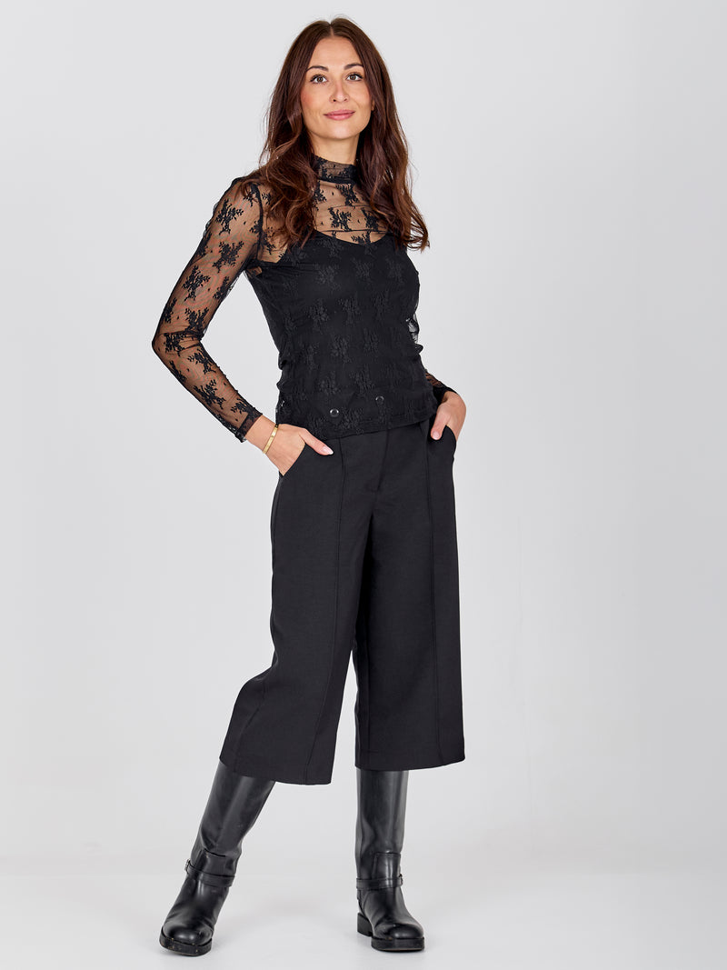 NÜ CHERIESE Mesh Top Topper og t-skjorter Svart