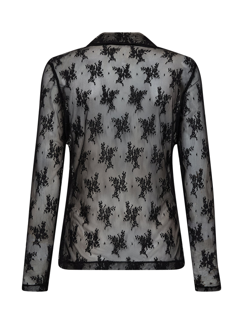 NÜ CHERIESE Mesh Top Topper og t-skjorter Svart