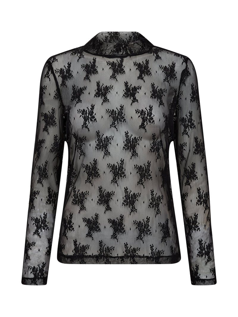 NÜ CHERIESE Mesh Top Topper og t-skjorter Svart