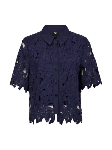 NÜ DECIA Blondestrikkskjorte Skjorter 476 Navy