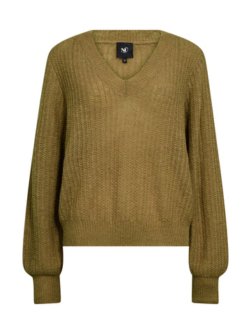 NÜ "EVANGELINE bluse strikk" Strikket 346 Moss