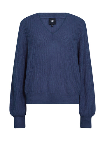 NÜ "EVANGELINE bluse strikk" Strikket 476 Navy