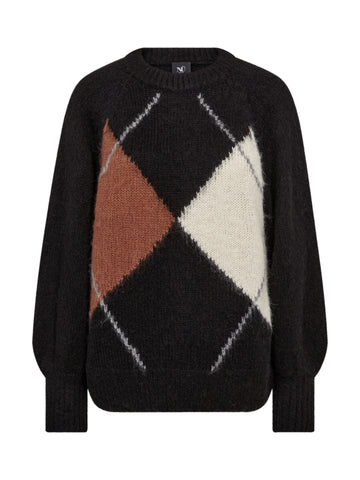 NÜ EVA Blouse Knit Strikket Svart mix
