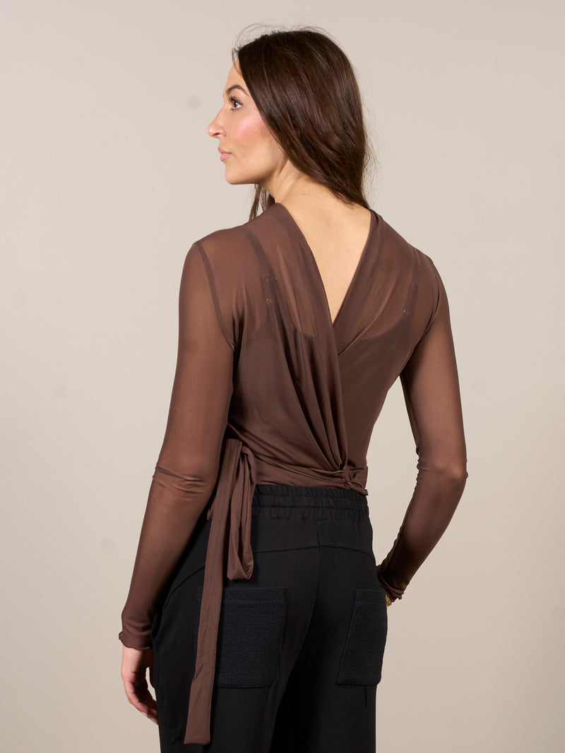 NÜ VINJA mesh cardigan Bluser 224 Dark Brown