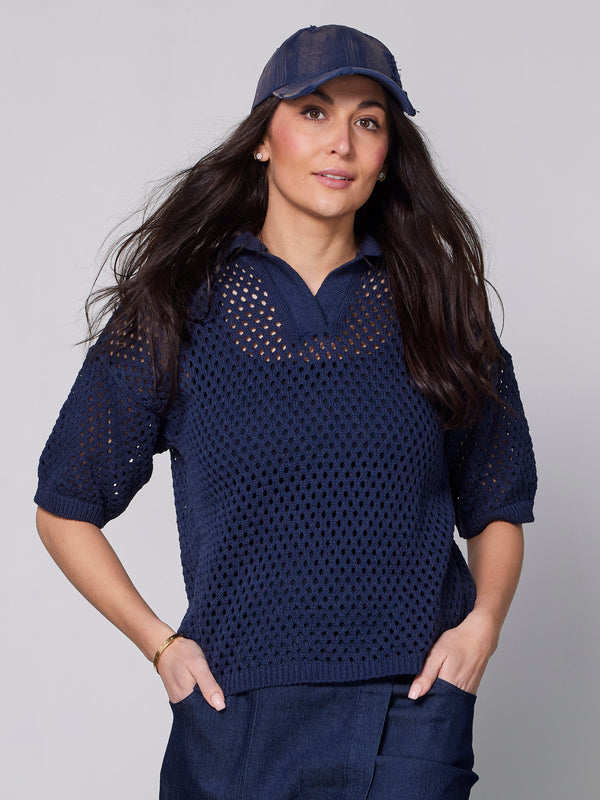 NÜ YADIRA strikkebluse Bluser 476 Navy