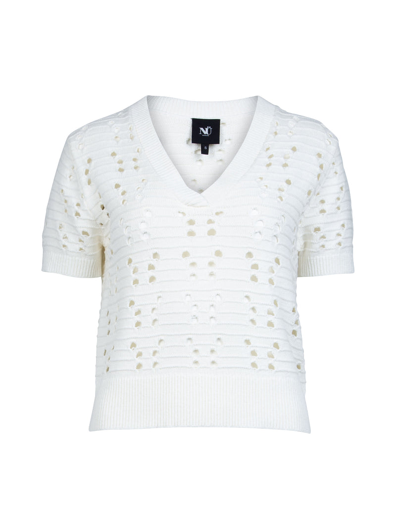 NÜ YAFFA s/s strikkebluse Bluser 110 Creme